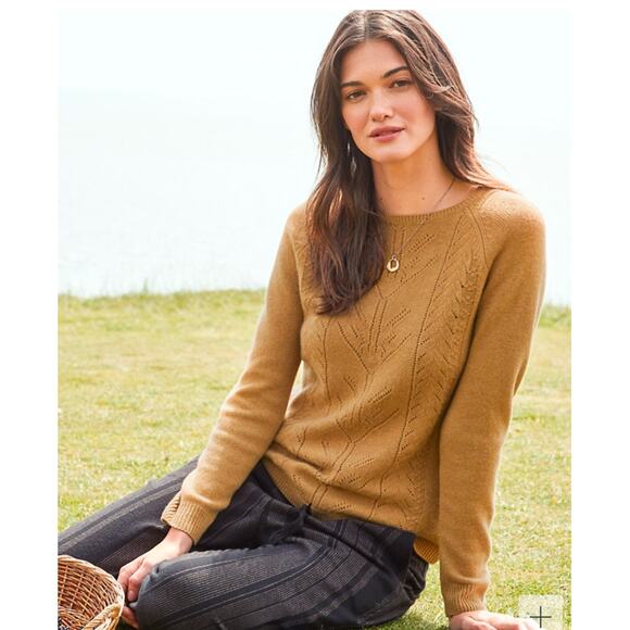 Garnet Hill Black Cashmere Pointelle-Detail Pullover Size Small - Picture 6 of 6